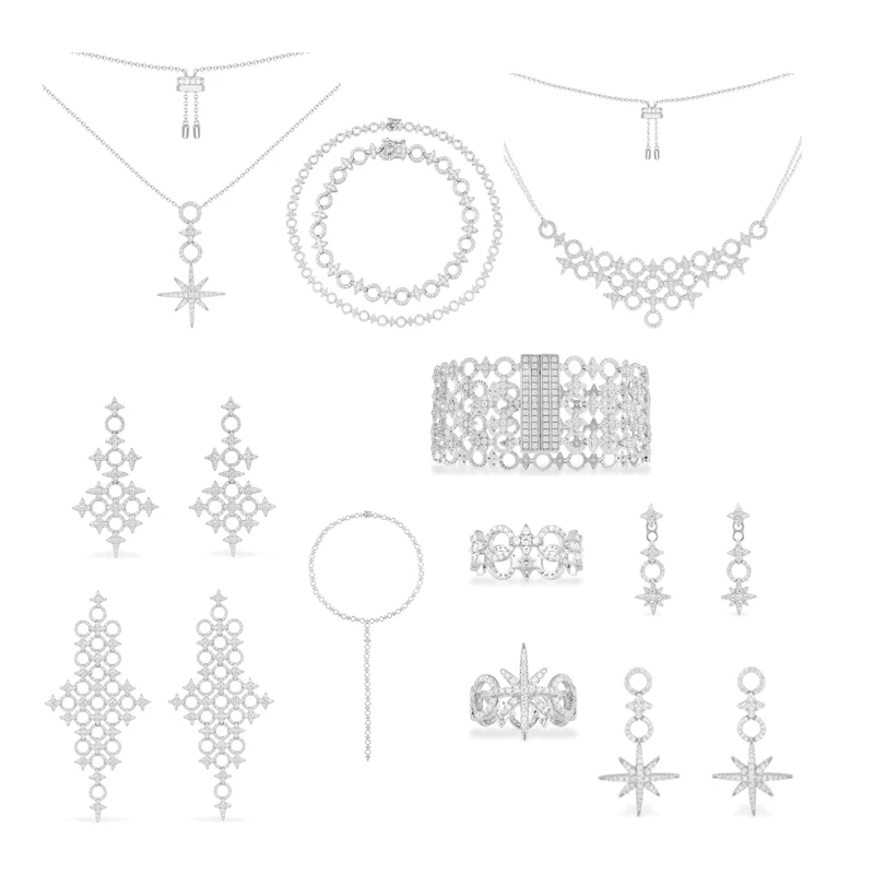 

Регулируемое ожерелье, браслет, серьги из стерлингового серебра пробы