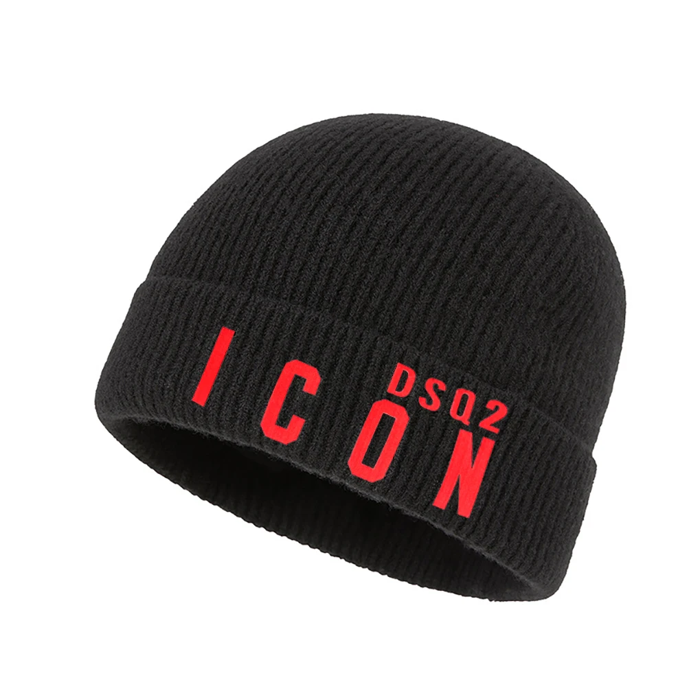 

2023 DSQ2 ICON letter Motorcycle Racing Skullies Beanies Caps Men Women Unisex Trend Winter Warm Knit Hat Adult Bonnet Hats