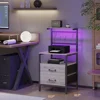 Nightstand Set of 2 with Charging Station and LED Lights,  Bedside Table 36.4 Inch ,  Side Table, Mesh Shelves with Hooks 3