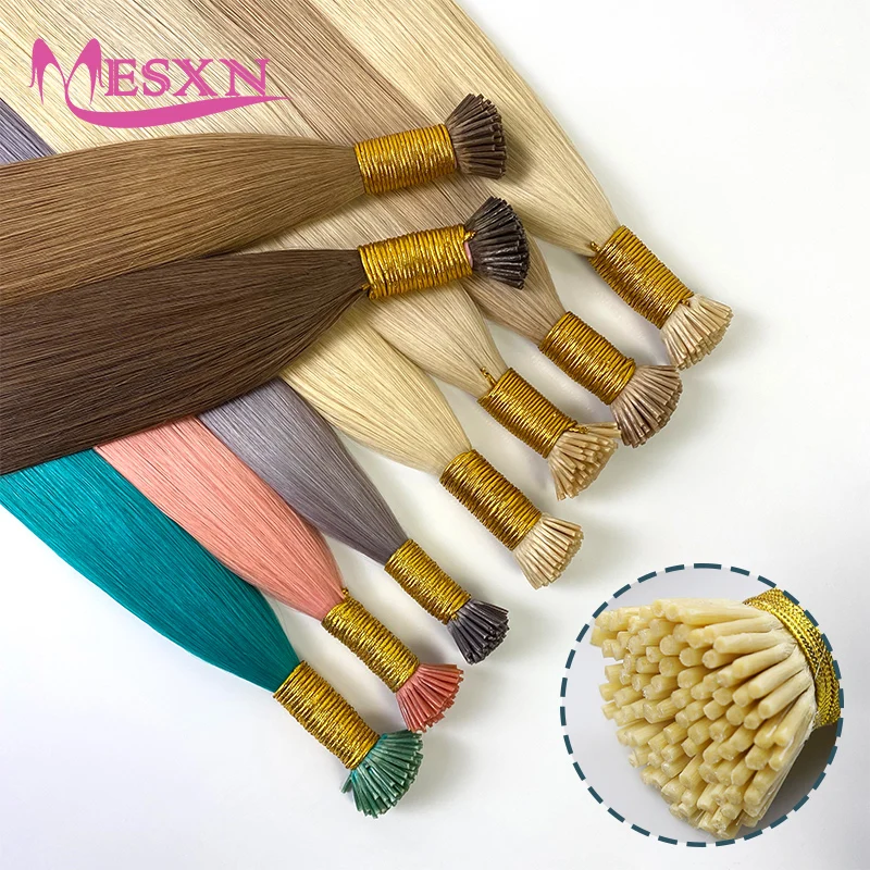 

MESXN I Tip Hair Extension Straight European Human Hair Extension 50strands/Set Capsule Keratin Natural Fusion Human Hair Extens