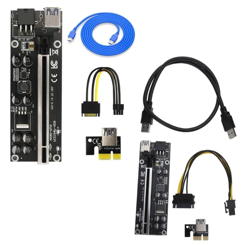 PCI 그래픽 카드 연장 케이블 어댑터 Usb3.0 어댑터 카드 PCI-E 1X 4x 8x 16x 확장기 어댑터 6 핀