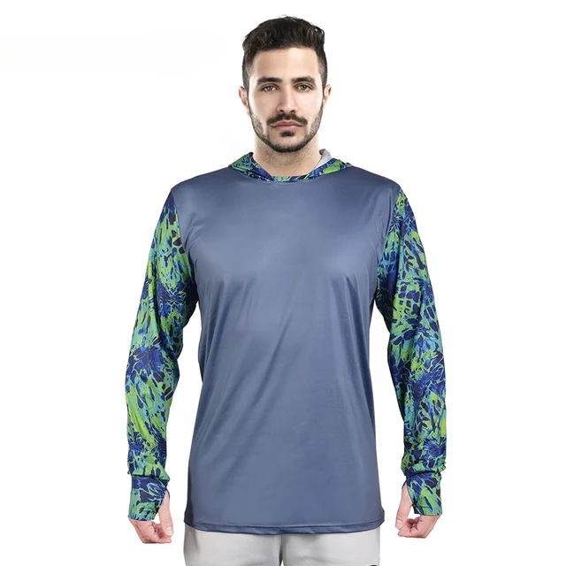 Men's Hoodie Shirt UPF 50 Sun Protection Long Sleeve Fishing Shirt