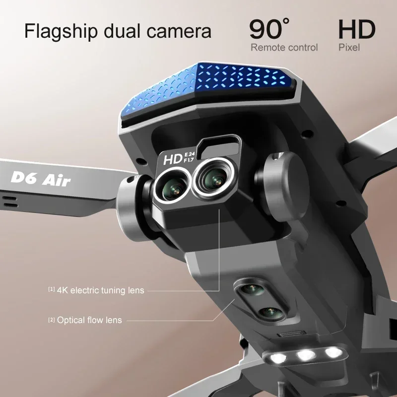 D6 미니 드론 8k 전문 4K HD 카메라, 장애물 회피 항공 사진, 브러시리스 접이식 쿼드콥터 선물 앞치마, 신제품