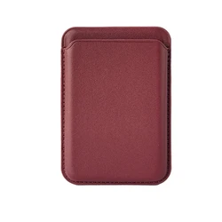 Luxury Magnetic Leather Wallet Case with Card Holder (Dark Red)