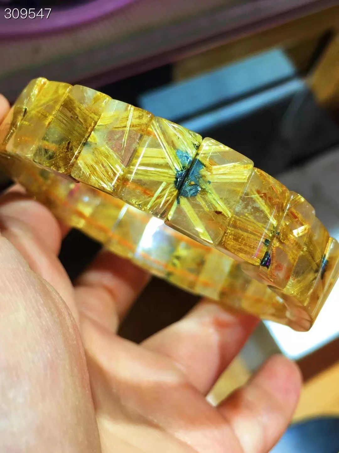 

Natural Gold Rutilated Quartz Flower Beads Bracelet Women Men Brazil 13.5x8x4.7mm Yellow Rutilated Cat Eye Wealthy Stone AAAAAA
