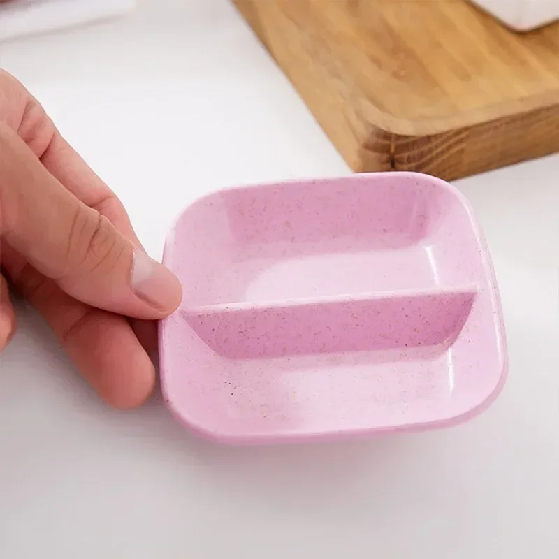 Kitchen Seasoning Dish Creative Wheat Straw Dish Plastic Snack Plate Pickles Saucer Household Tableware Sauce Dipping Snack