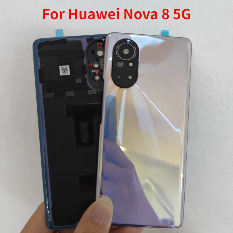 Original Back Glass For Huawei Nova 8 5G Back Battery Cover Rear Door Housing Case with Camera lens Replacement oneplus8t housing for oneplus 8t one plus back cover battery door glass repair rear case logo