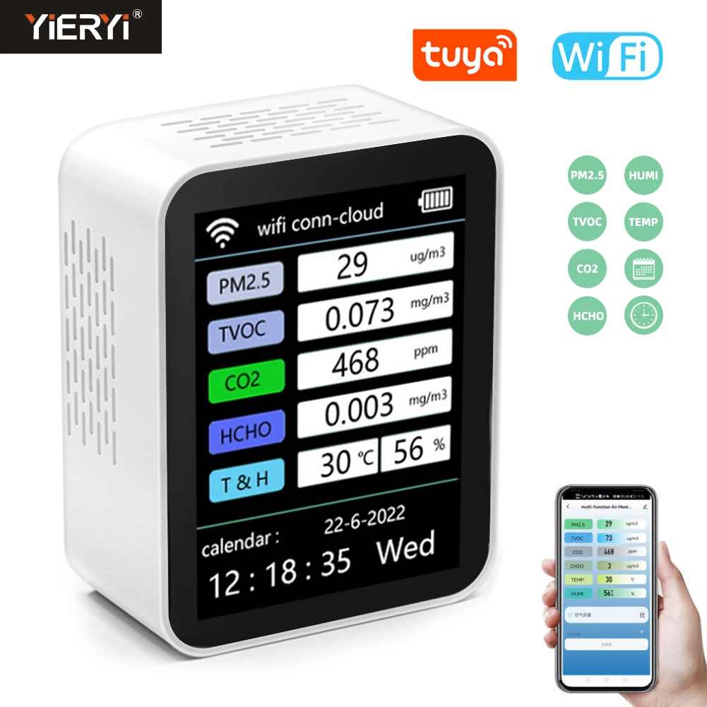 Luftqualitätsmessgerät - Tragbarer Monitor Für CO2, HCHO, PM2.5, TVOC