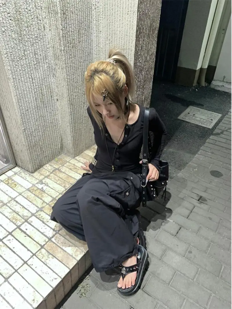 Tonngirls Y2k Japanese T Shirt Women Lace Long Sleeve Print Graphic Tops Streetwear American Retro 90s Crop Tops Autumn Tshirts 5