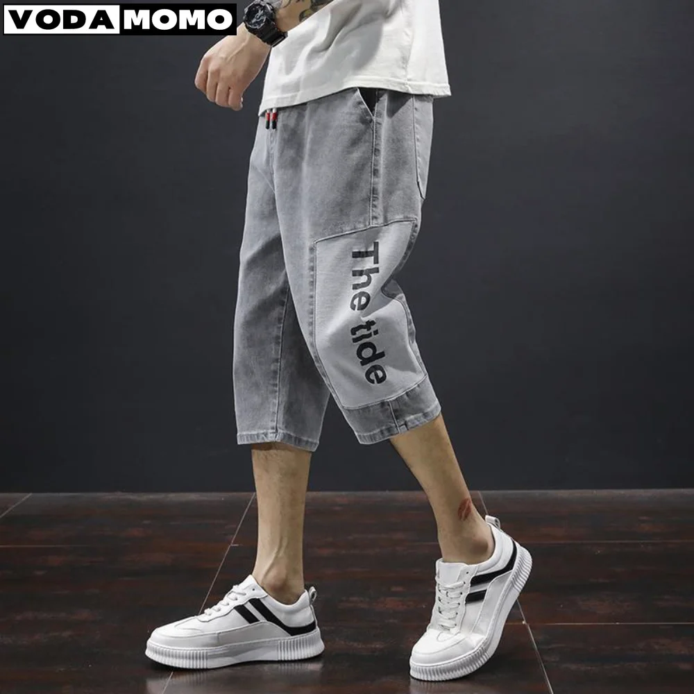 

Summer Men's Casual Cotton Cargo Shorts Overalls Long Length Multi Pocket Hot breeches Military Capri Pants Male Cropped Pants