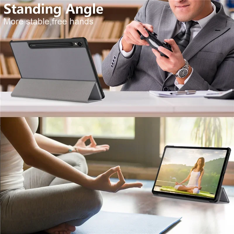 Enhanced Magnetic Stand Leather Tablet Cover with Sleep/Wake Function, Compatible with 10-11 Inch Tablets