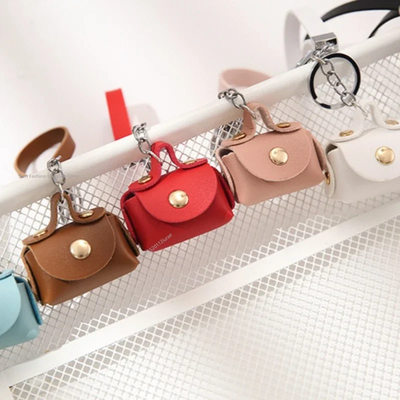 Kawaii Mini Bag Keychain PU Leather Small Handbag Coin Purses Keyring Headphone Bag Women Car Purse Pendant Keyholders Gift coin purse bag accessories key holder key purse