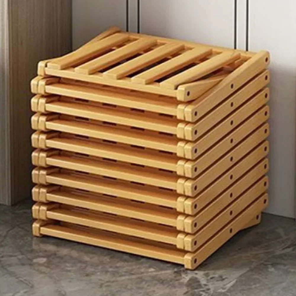 Bamboo Shoe Rack Multi Layer Simplicity Telescopic Shoe Rack No Installation Required Foldable Not Occupying Space Storage Rack 5