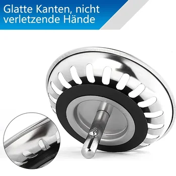 Kitchen Sink Strainer 304 Stainless Steel Water Stopper 80/82/84MM Bathroom Sink Water Filter Plug Basin Drain Sink Accessories 1