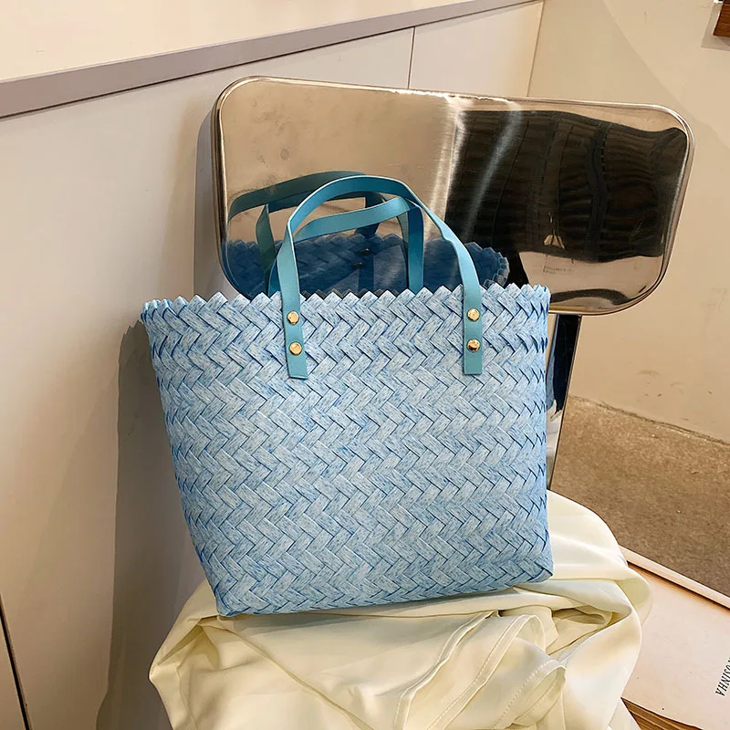 

Плетеная женская соломенная сумка ручной работы, летняя Женская Повседневная Сумка-тоут для покупок для путешествий и море, Лидер продаж 2023