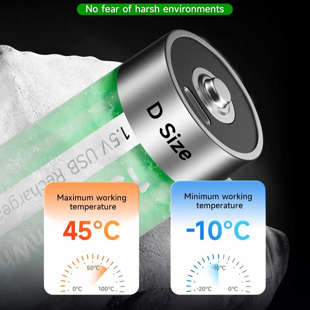 Palo 1.5v d Tamanho Li-ion Bateria Recarregável R20 Tipo-c Usb Carregar Baterias de Lítio para Lanterna Aquecedor de Água Fogão a Gás - Image 3