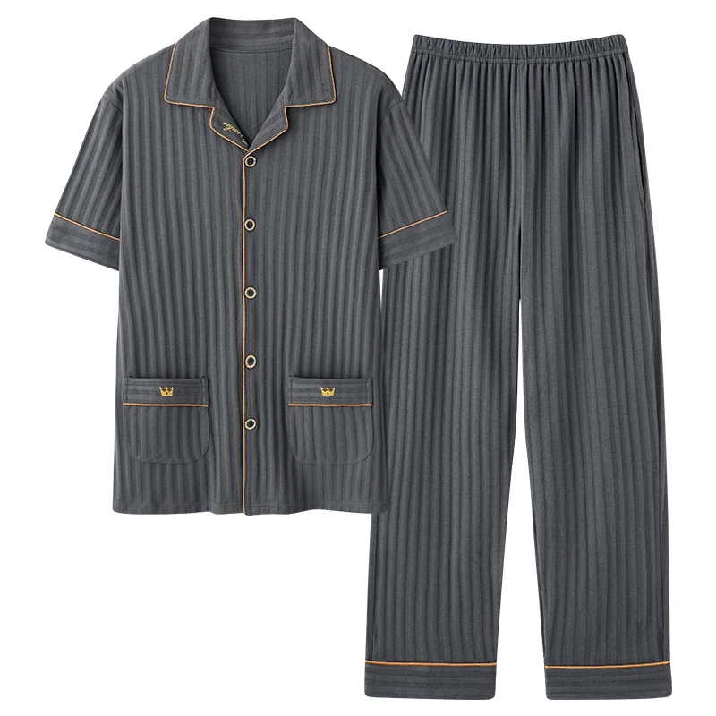 Summer Plus Pj Short Sleeved Men Pajamas Sets Male Pajama Set Oversized Pajama Sleepwear Suit Homewear Size 6XL Pullover Pijama mens pajama pants Men's Sleep & Lounge