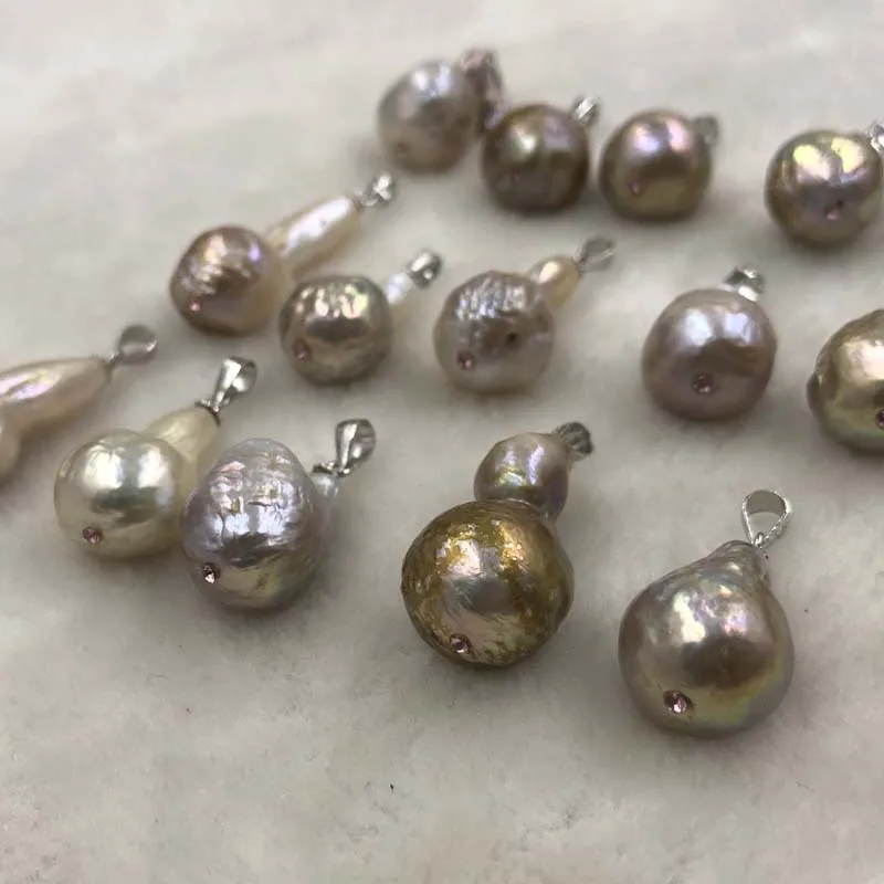 ELEISPL JEWELRY Lots 14 PCS Amazing Drop Natural Kasumi Pearls Pendant Rare 12-13mm  #508-7-1