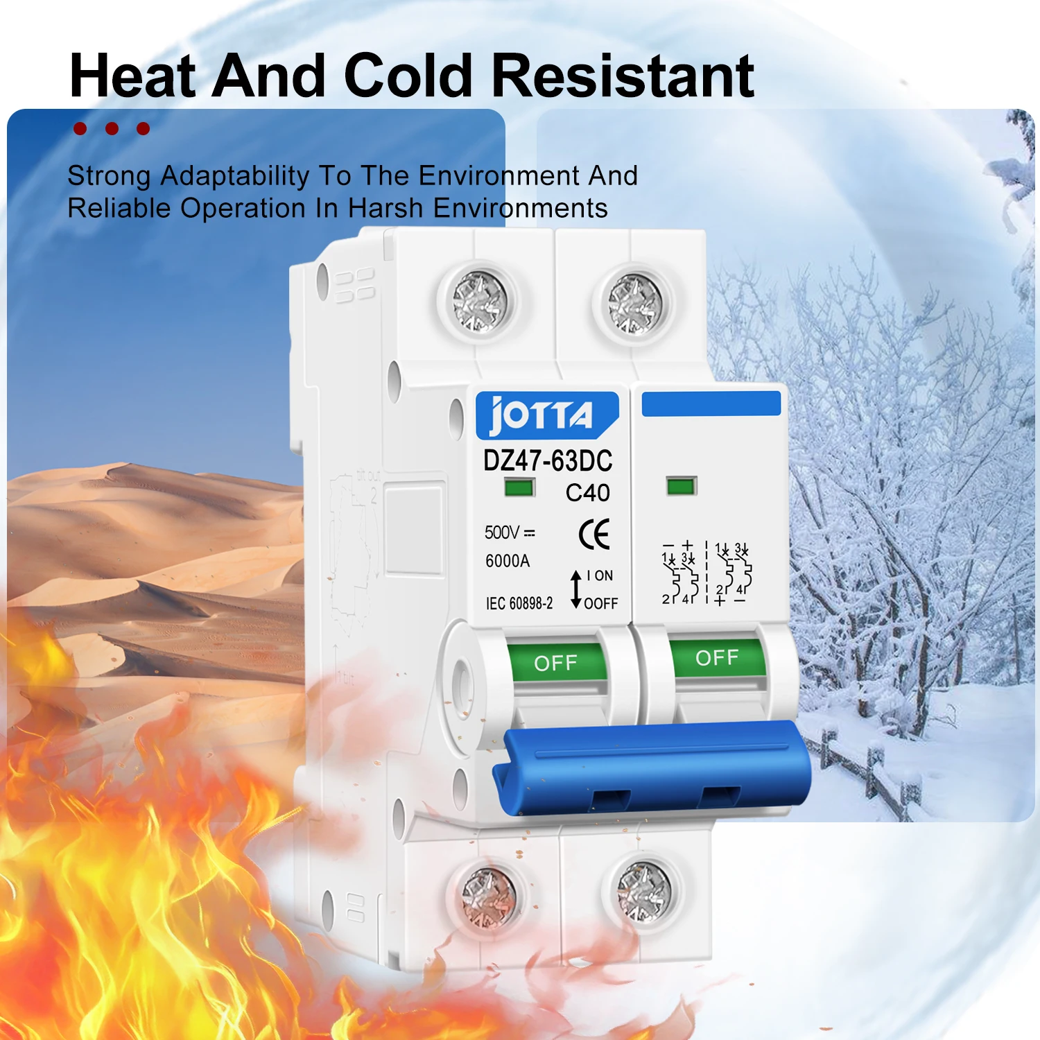 Circuit Breaker Miniature 2P DC500V Photovoltaic PV Overload Protection Solar Breaker Switch