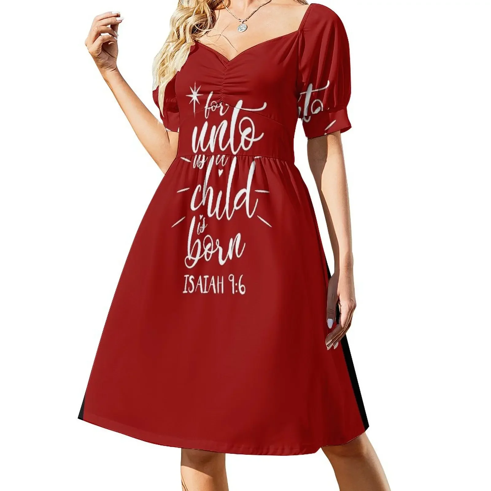 Nace un niño Isaías 9:6 Vestido sin mangas Mujer ropa vestidos de fiesta Vestido