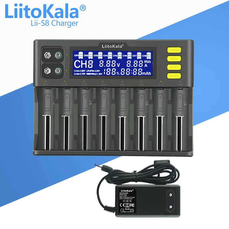 LiitoKala Lii-500S Lii-600 Lii-PD4 Lii-S8 battery Charger for 18650 26650 21700 18350 AA AAA 3.7V/1.2V/ lithium NiMH battery