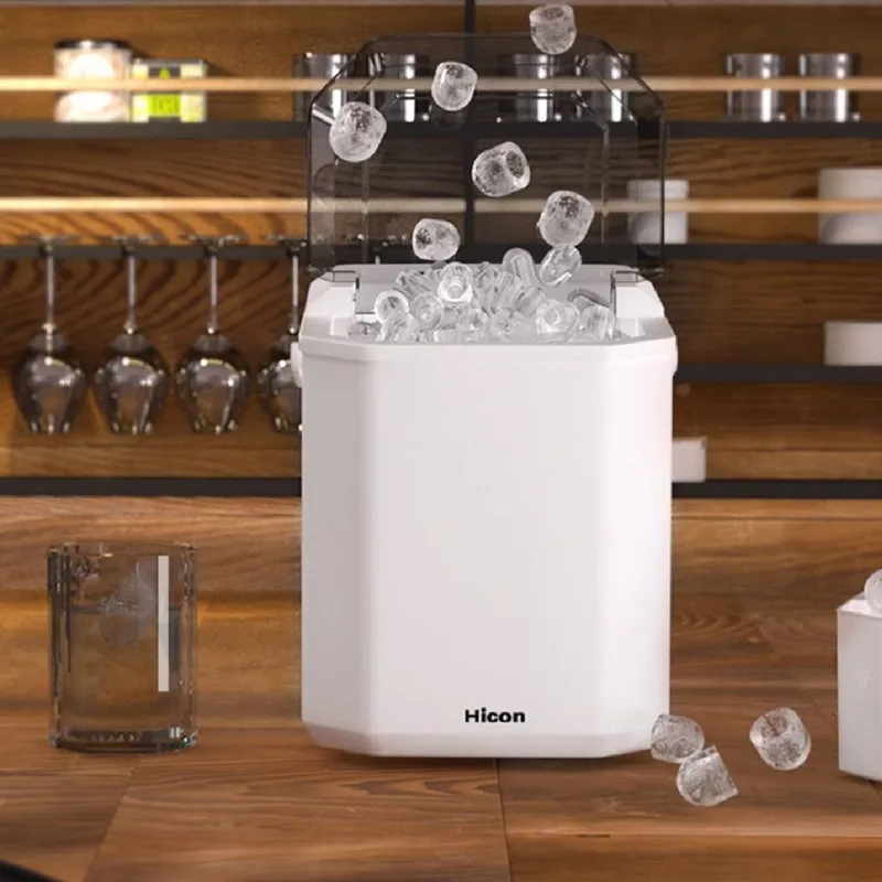 Hicon Electric Ice Maker 15KG/24H Bullet Cylindrical Home Ice Cube Making Machine Countertop For Commercial Small Milk Tea Shop