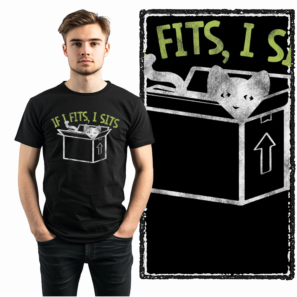 Coolmind DB 100 % Baumwolle, cooles, exklusives Grafik-T-Shirt mit Katzendruck für Männer, cooles, großes Katzen-T-Shirt, Herren-Neuheits-T-Shirt – Detail 19