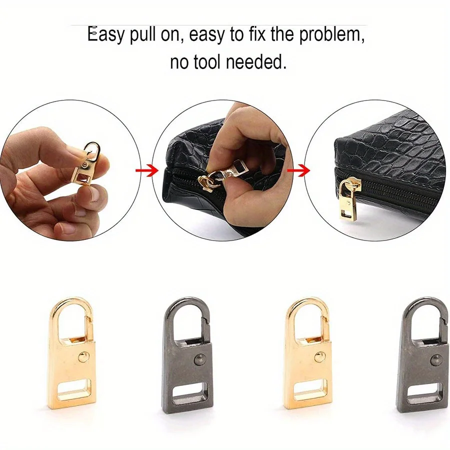 Description Picture 5 of itemZipper Pull Tab Replacement Metal Zipper Handle Mend Fixer for Suitcases Luggage Jacket Backpacks Coat Boots (4pcs Black)
