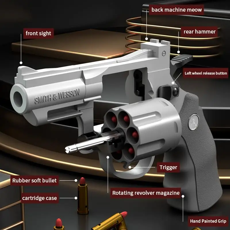 ZP-5 Children's Mechanical Cartridge Pistol Toy Catapult Revolver Continuous Firing Soft Bullet Toy for Children Shooting 2