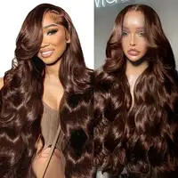 Perruques Lace Front Body Wave Chocolat Brun Cheveux Humains 13x4 13x6 HD Lace Frontal Wig Pour Femmes Pré-épilée Ligne de Cheveux Naturelle 7