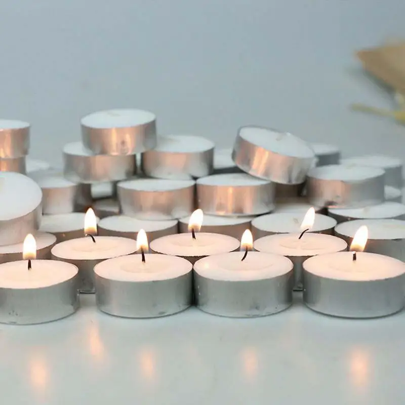 

Unscented Tea Light Candle New Round Tea Smokeless Candle Christmas Items Home Decor Paraffin Candle Wedding Party Decoration