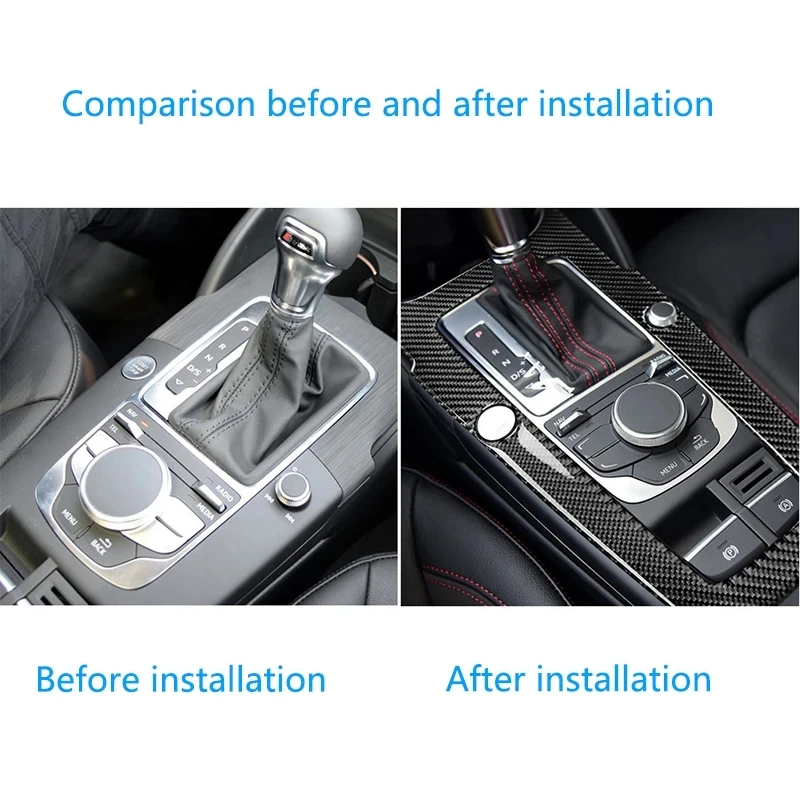 LHD Car Center Gear Shift Frame Cover Carbon Fiber Sticker For Audi A3 S3 RS3 8V 2014-2019 Interior Gear Shift Panel Cover Trim