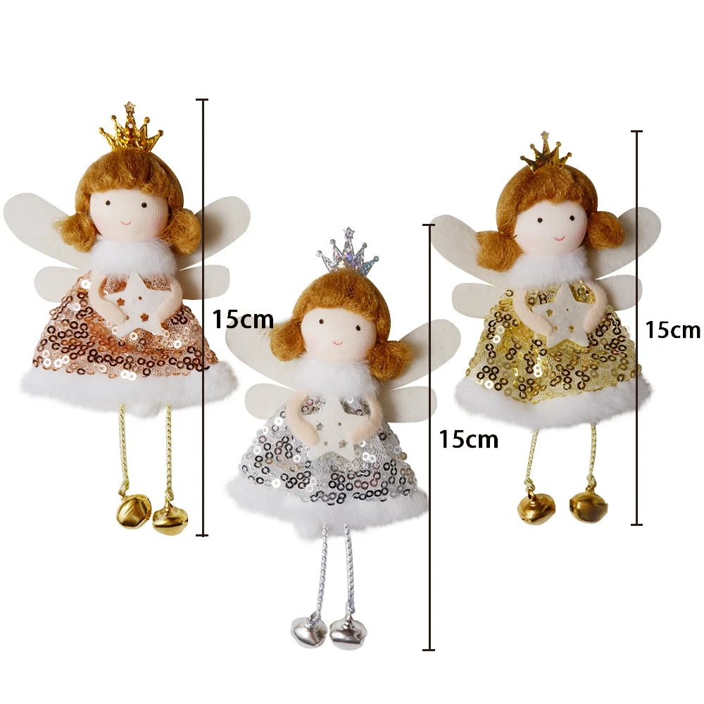 Angel Doll Toy Christmas Hanging Pendant Ornaments Decorative Crafts with Wing Home Decorations Decor Birthday Gift Kids Navidad