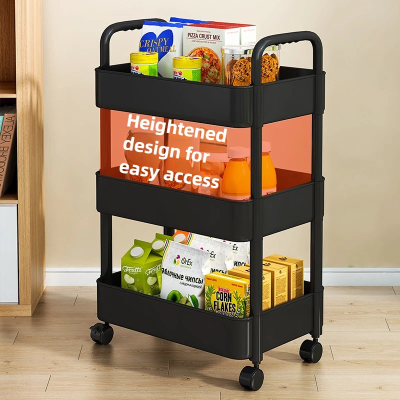 Trolley Storage Rack Floor Kitchen Bathroom Mobile Snack Shelf Bathroom Multi-Tier Storage Rack Bedroom