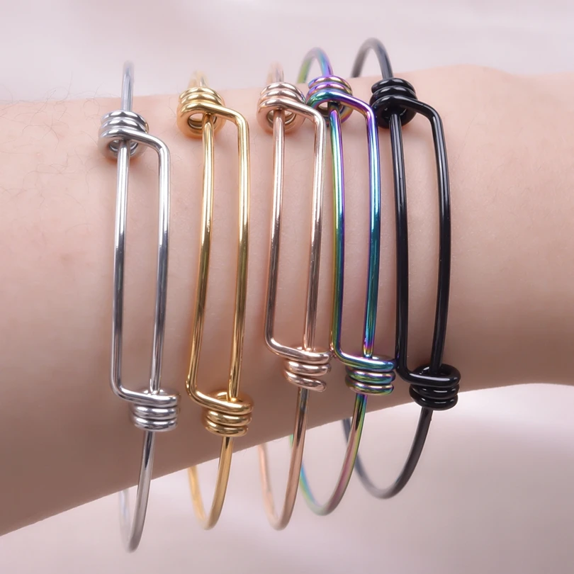 5PCS/lot Adjustable Stainless Steel Wire Cuff Bangles Making Charms Simple DIY Jewelry Making Bracelet Accessories Women Gifts 3