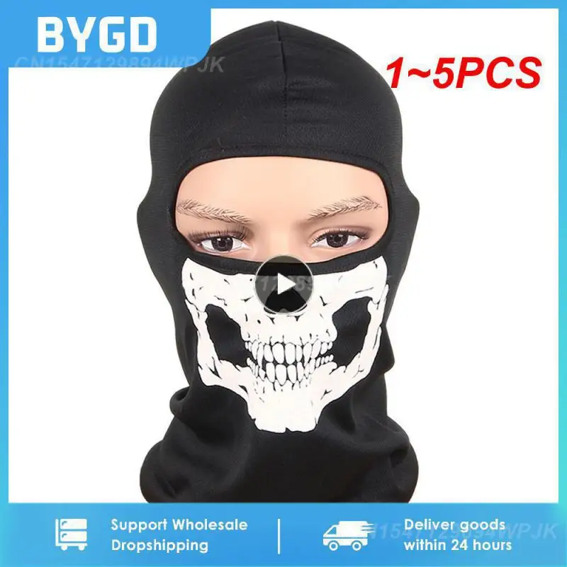 

1~5PCS Motorcycle Balaclava Skull Print Moto Full Face Mask Windproof Skiing Head Neck Warmer Cycling Biker Hood Men Helmet