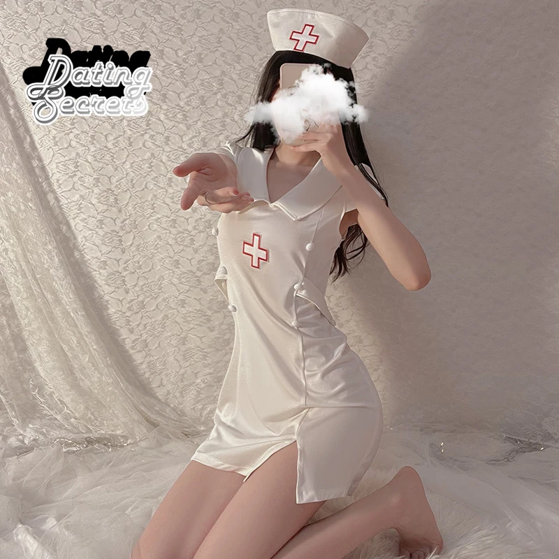 

Role Play White Underwear Sexy Nurse Uniform Split Slim Fit Professional Women's Set Porno Dessous Anime Cosplay Costumes