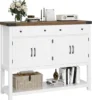 Buffet Sideboard Cabinet with Storage, 47.2" Modern Farmhouse Coffee Bar with 2 Drawers, Barn Doors Console Table with Shelf 1