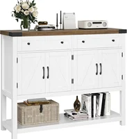 Buffet Sideboard Cabinet with Storage, 47.2" Modern Farmhouse Coffee Bar with 2 Drawers, Barn Doors Console Table with Shelf 1