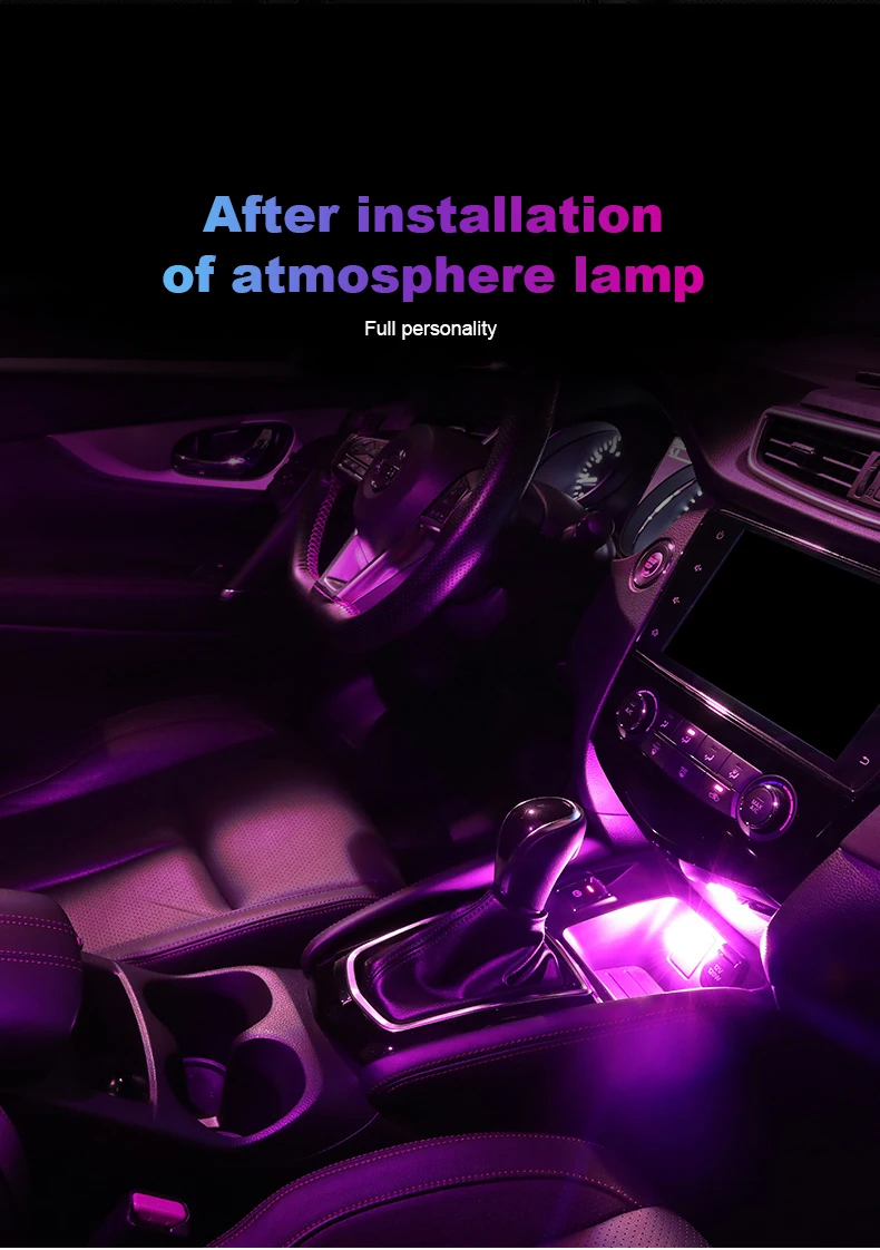 Description Picture 5 of itemPortable USB Plug Car Light Mini LED Colorful Ambient Light Neon Interior Lamps Auto Atmosphere Light Computer Car Accessory