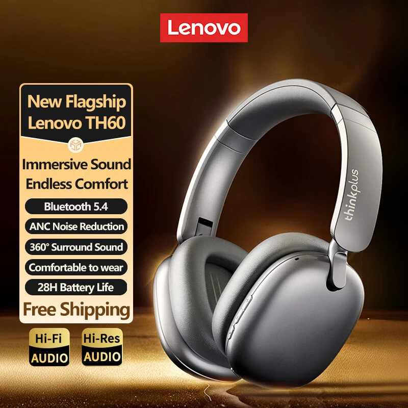 Lenovo TH60 Gaming Wireless Headphone Bluetooth 5.4 HIFI Stereo Earphones Ultra Low Latency Noise Reduction Over-Ear Headsets 1