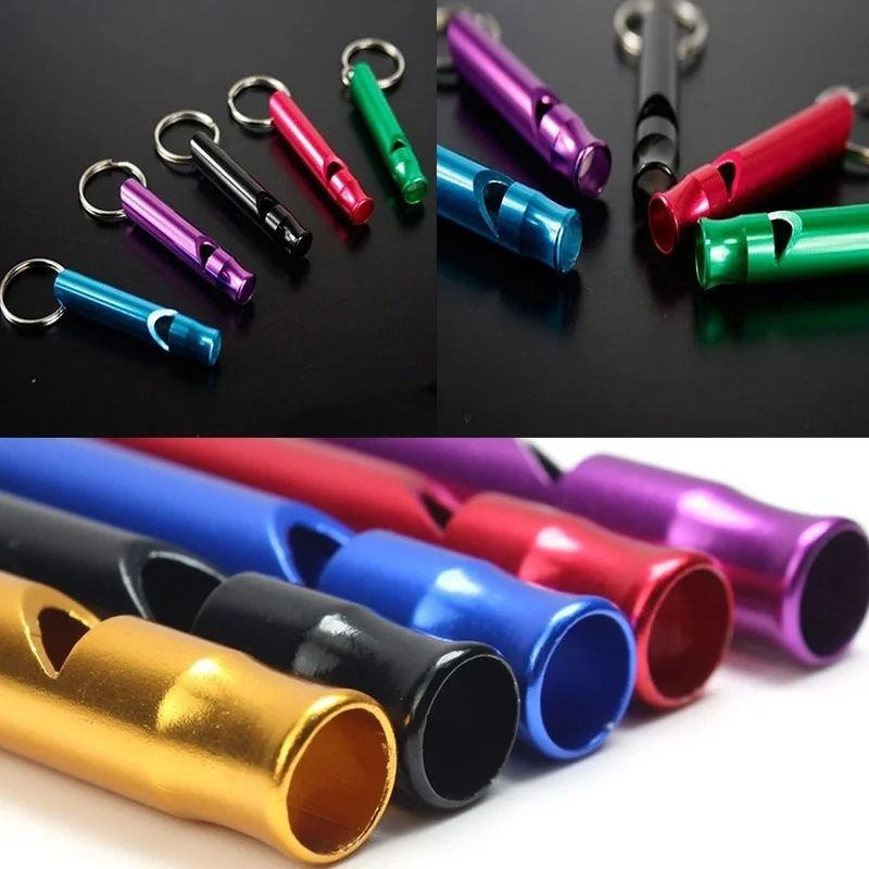 Survival whistle 4Pcs/Set Aluminum Alloy Small Whistle Key Ring Keychain for Outdoor Survival Camping Emergency Sport Safety Rape