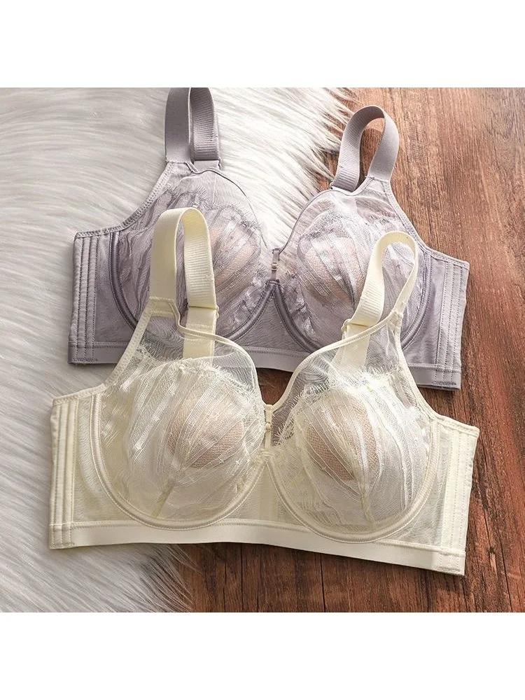 YUQI Soutien-gorge push-up sans fil pour grand buste, bralette en dentelle réglable et confortable, empêche l'affaissement et améliore la forme, conception sans couture