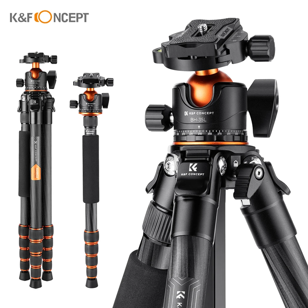 KFCONCEPT614inCarbonFiberCameraTripodwithDetachableMonopodTripodStand15kg.jpg