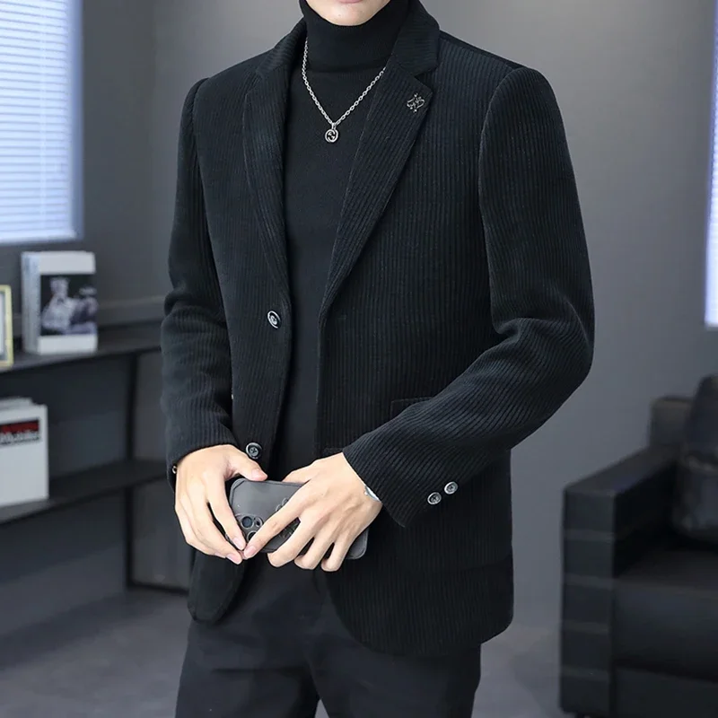 Boutique Men's Fashion Business Casual Solid Color Korean Version of The Trend Simple Casual Elite Party Gentleman Suit Blazer