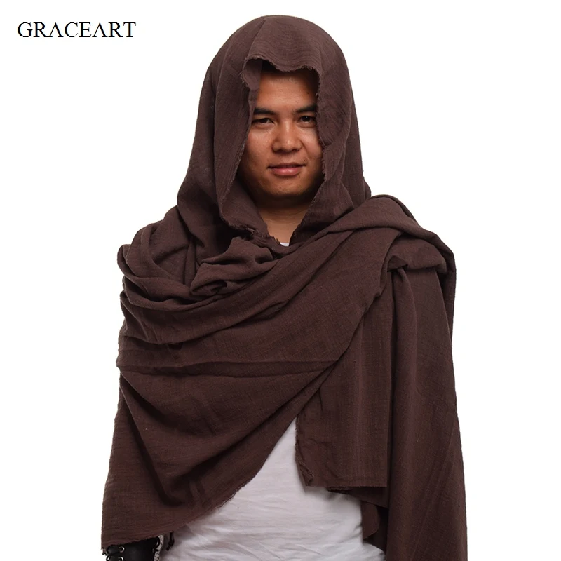 Post Apocalyptic Shawl Shaman Cowl Medieval Costume Hood Cloak Scarf Sash cosplay costume