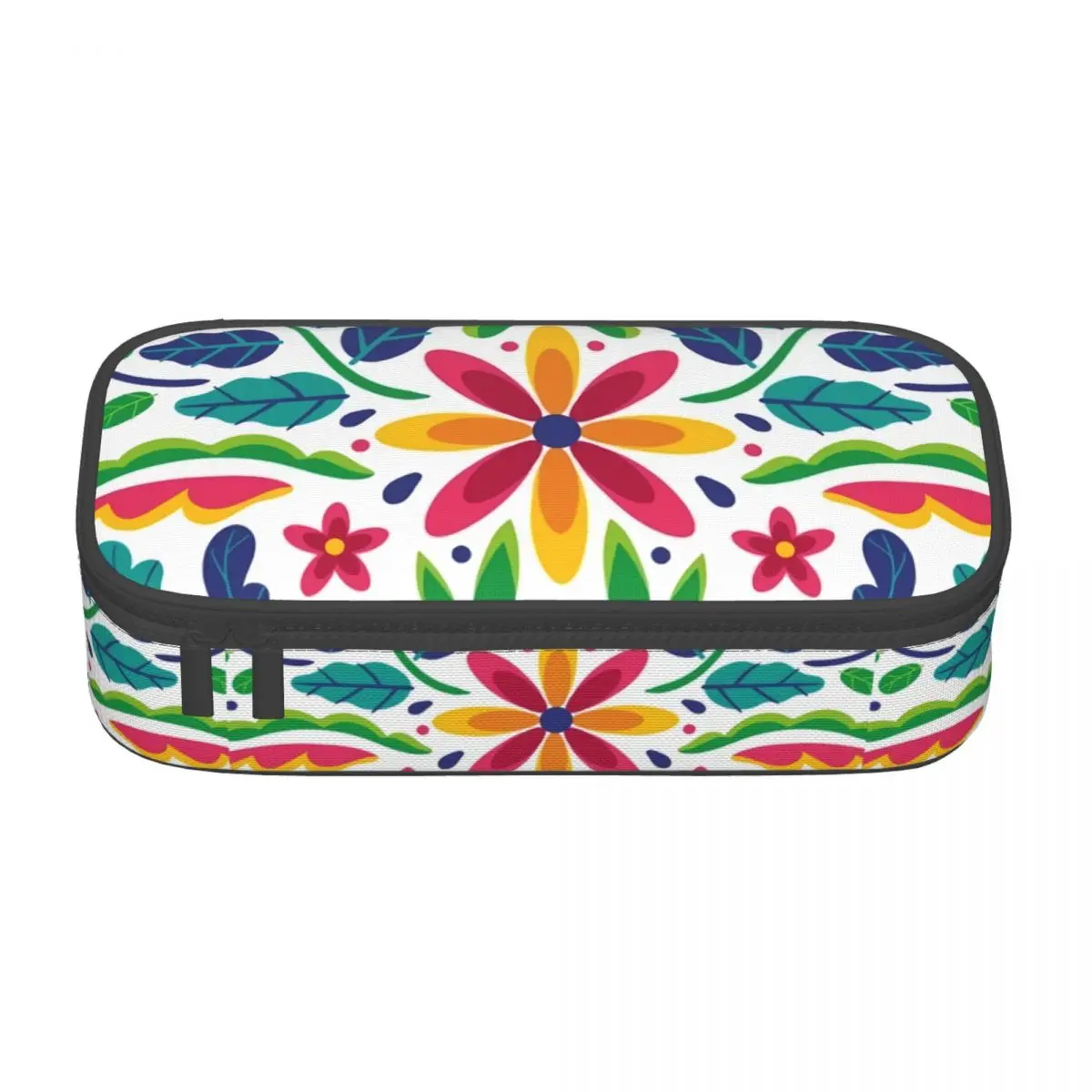 Kawaii Mexican Flowers Pencil Case for Boys Girls Large Storage Pen Box Bag Stationery