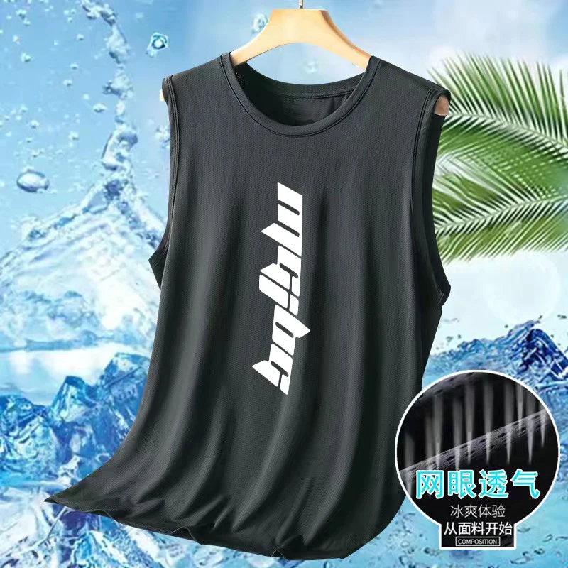 Men's Summer Ultra-thin Loose Oversized Casual Tank Top Breathable Quick Drying Sports Sleeveless T-shirt