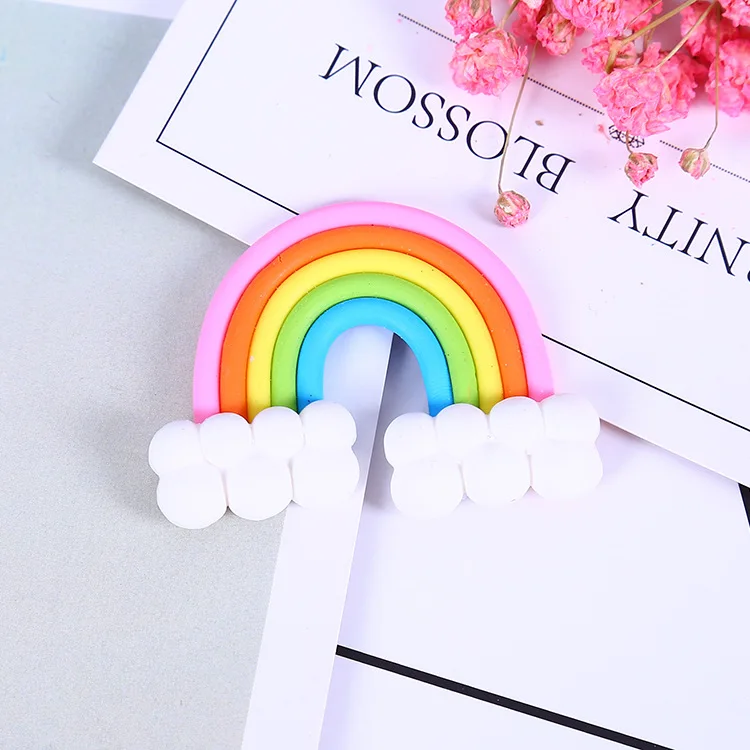 6pcs Kawaii Spiral Rainbow Candy Polymer Clay Cabochons Flatback For DIY Phone Decoration
