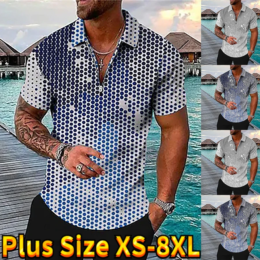 

2023 New High-quality Short-sleeved Shirt Men's Lapel Zipper Casual Street T-shirt Clothing Summer Men's 3D Printed Polo Shirt